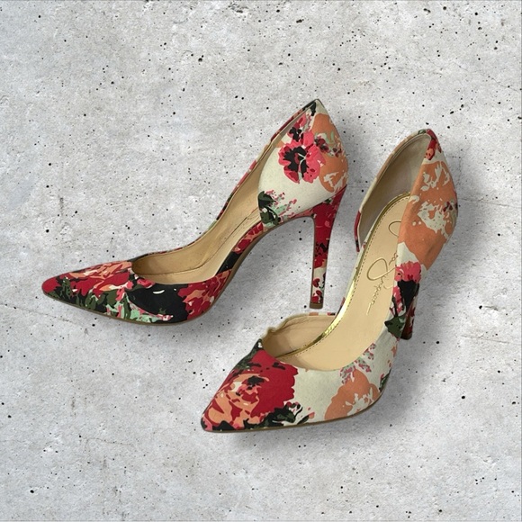 Jessica Simpson Claudette Floral Cloth 4" Stiletto Heel Pointed Toe Women 6M - Picture 4 of 7